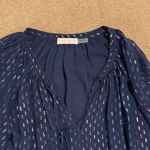 Ramy Brook Navy Blouse with Iridescent Accents